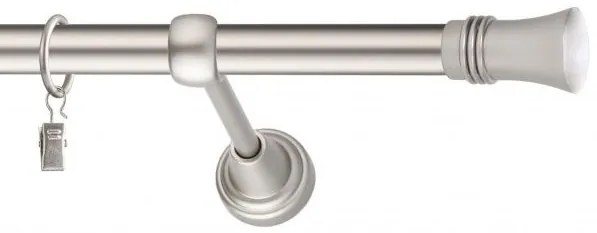 Dekorstudio Chrómová matná jednoradová garniža CAPRI 19mm Dĺžka: 160cm, Typ uchytenia: Držiak modern, Typ príslušenstva: Krúžky tiché so štipcami
