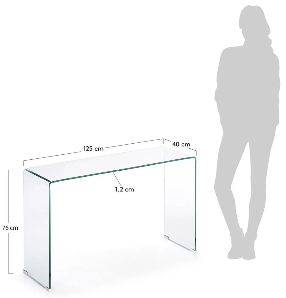 Sklenený konzolový stolík 40x125 cm Burano – Kave Home