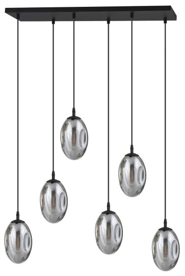 Luster na lanku ASTRAL 6xE14/10W/230V čierna/dymová