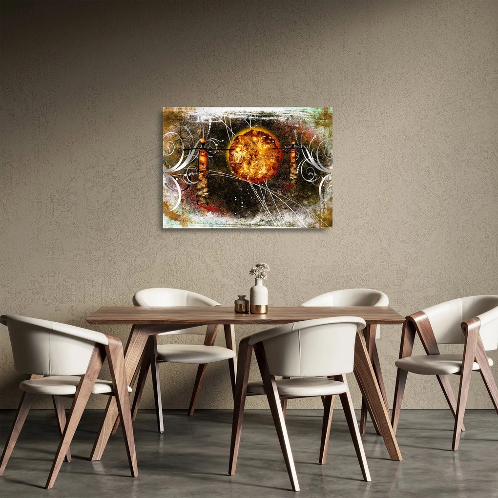 Sklenený obraz starovekej dobovej maľby (70x50 cm)