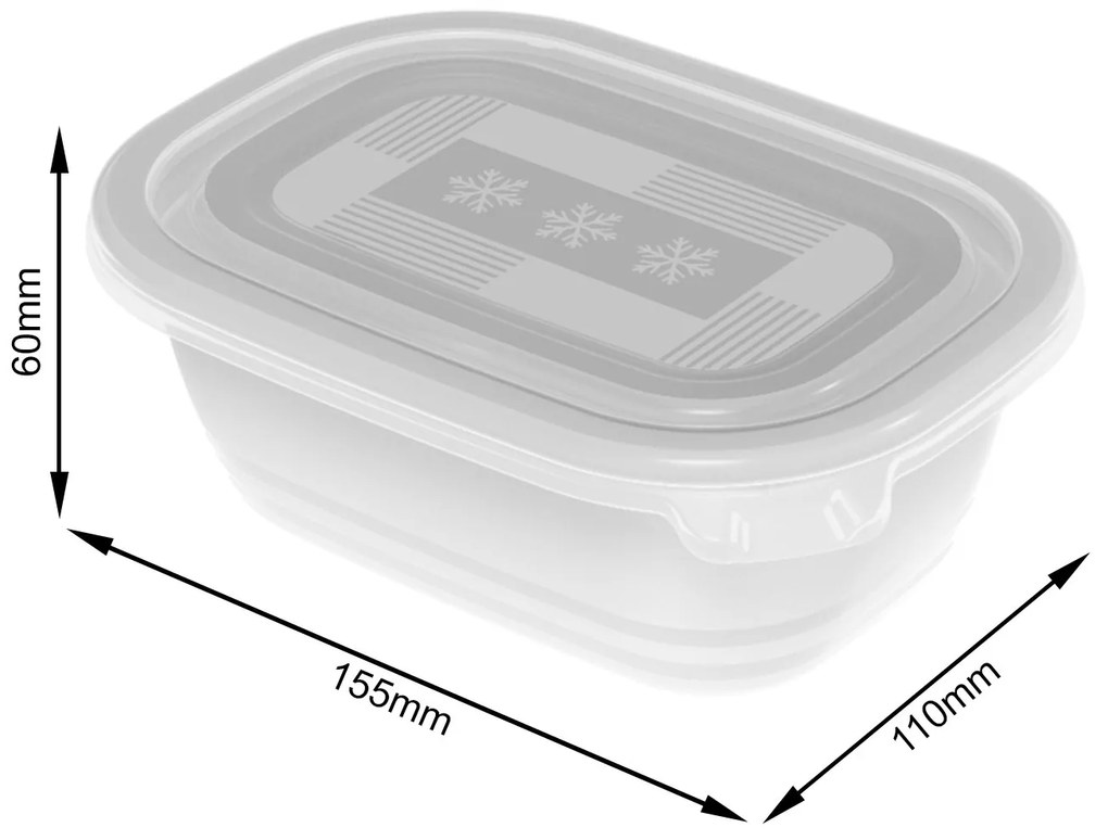 Plastové boxy do mrazničky, Rotho FREEZE, biela, sada 4 x 0,5l (16x11x6)