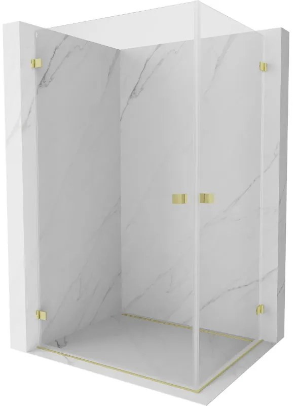 Mexen Lunar-B Duo, výklopný sprchový kút 90 x 70 cm, 8mm číre sklo, zlatý kartáčovaný - 832-090L-070P-55-00