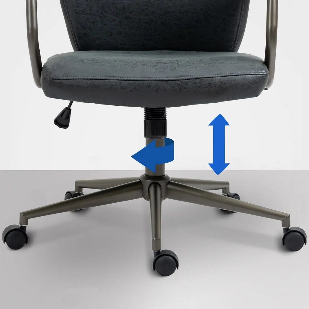 Design-Shop Kancelárska stolička Pocatello v industriálnom štýle - koženka - Čierna antik