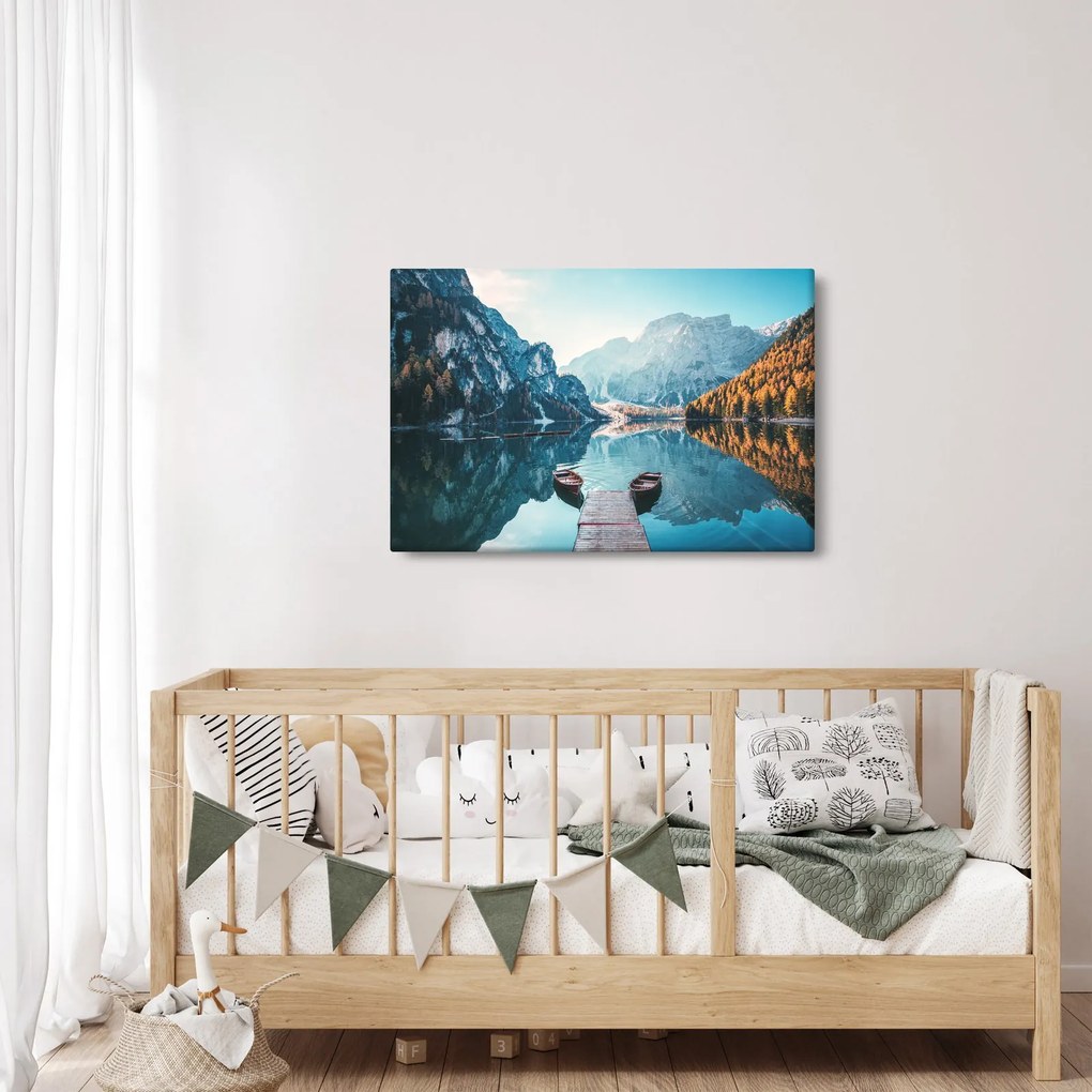 Obraz - Lode na jazere Braies (90x60 cm)