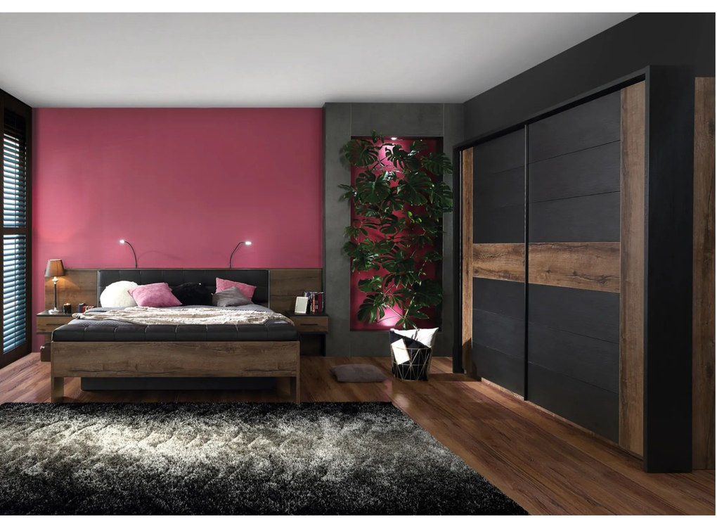 Sconto Šatníková skriňa BELLEVUE ušľachtilý dub/dub čierny