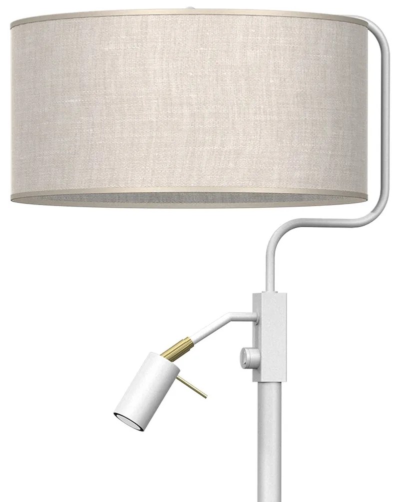 EUlight Stojacia lampa Lino, 1x ľanové tienidlo + 1x biele kovové tienidlo, w/g