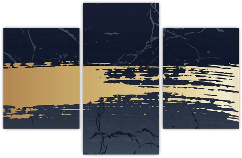 Obraz - Modrá a zlatá abstrakcia N⁰2 (90x60 cm)
