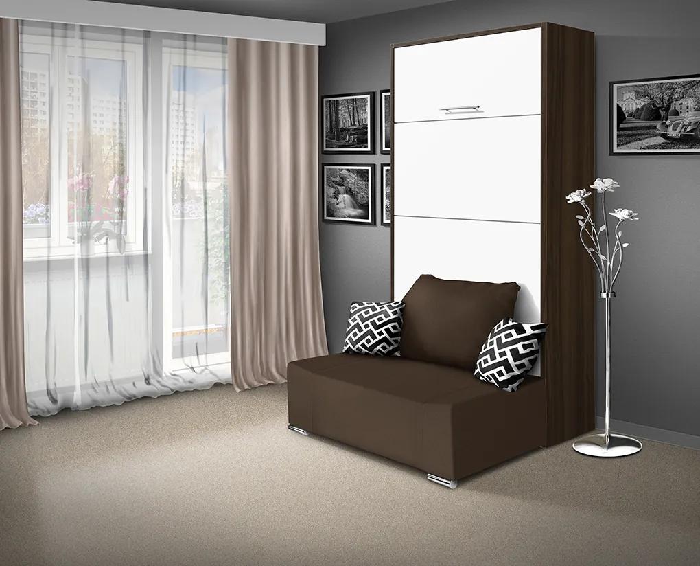 Nabytekmorava Sklápacia posteľ s pohovkou VS 21058P 200x90 farba pohovky: Sivá, Typ farebného prevedenia: Orech lyon / dvere biele
