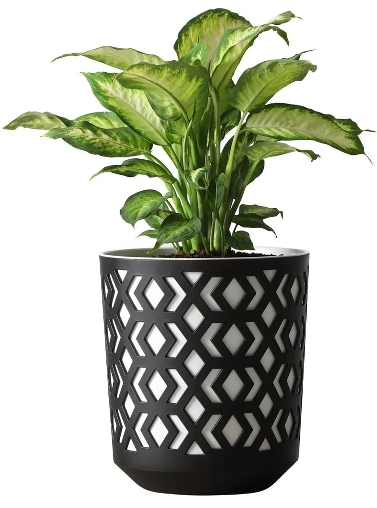 PLASTOVÝ KVETINÁČ ETNIC 27X25 CM ČIERNA
