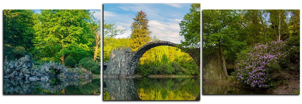 Obraz na plátne - Most v parku v Kromlau - panoráma 5246D (120x40 cm)