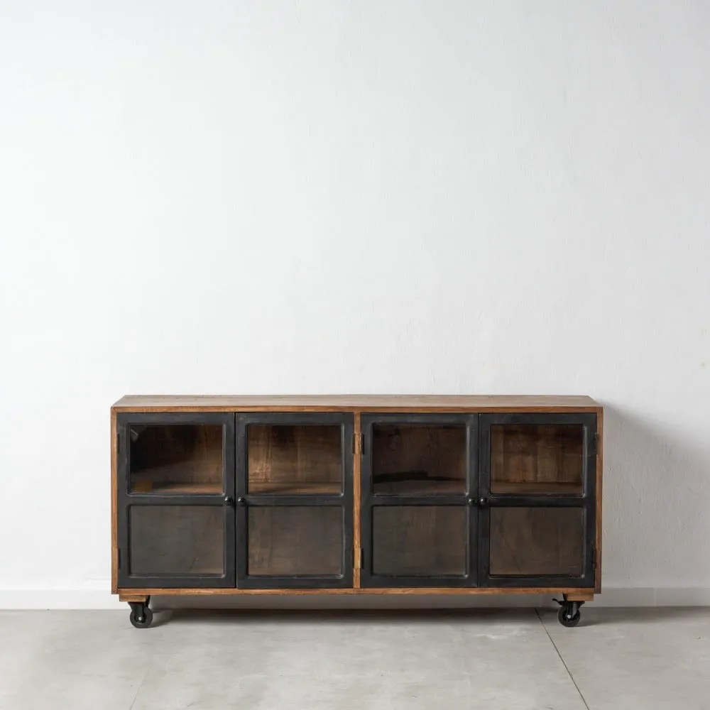 Vitrína z mangového dreva v prírodnej farbe 160x71 cm – Ixia