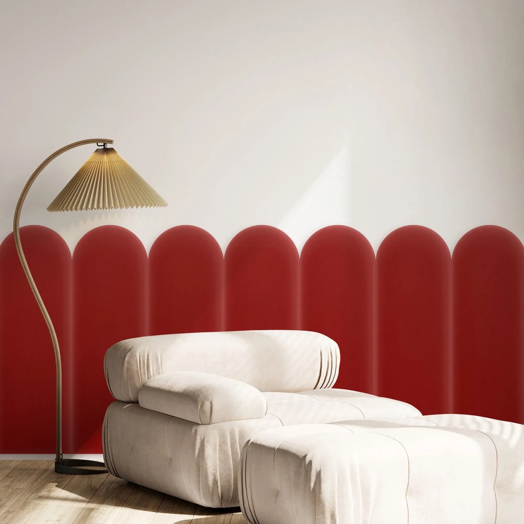 Zamatový čalúnený panel - Oblúk - 20x80cm Farba: Červená