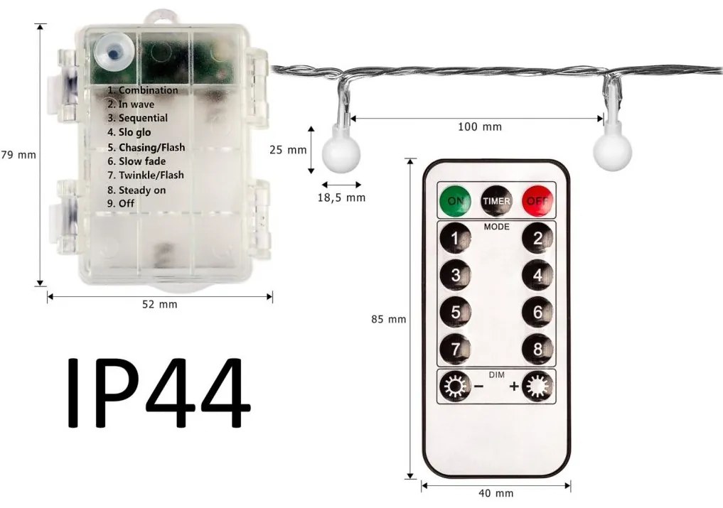 VOLTRONIC 67313 Párty osvetlenie - 20 m, 200 LED diód, teple biele, na batérie