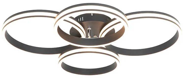 Stropné svietidlo čierne vrátane LED 3-stupňový stmievač 4-svetlo - Navara