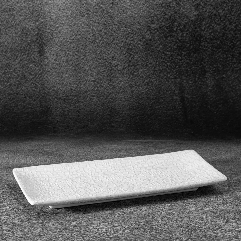 DEKORAČNÝ KERAMICKÝ TANIER RISO 31X14X3 CM BIELA