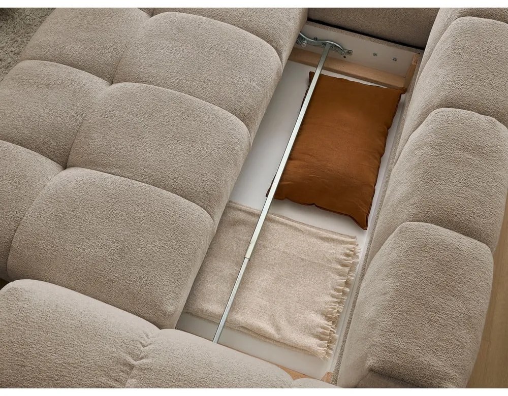 Taupe ženilková rozkladacia/s úložným priestorom rohová pohovka (ľavý roh/do L) Everest – Bobochic Paris