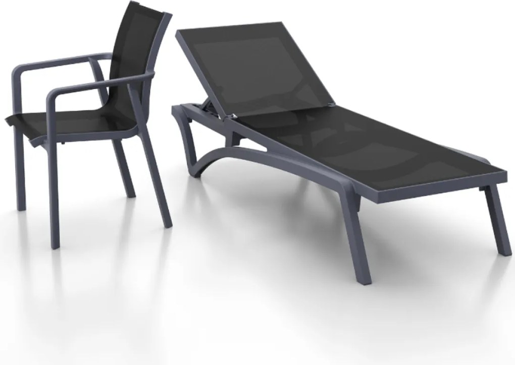 PACIFIC záhradné lehátko dark grey/black