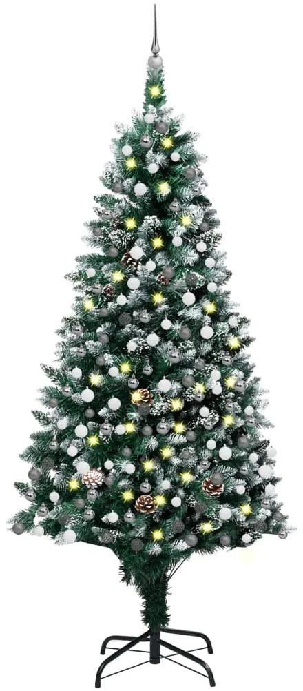 Umelý vianočný stromček s LED, súpravou gulí a šiškami 240 cm 3077705