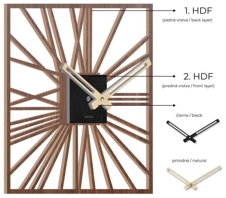 Drevené hodiny na stenu - Sentop | HDFK038 | orech wenge