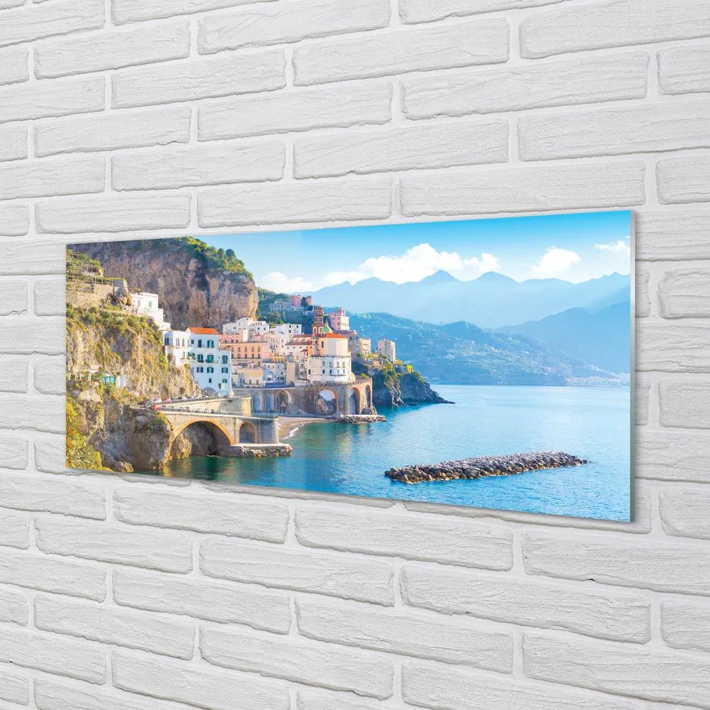 Obraz na akrylátovom skle Taliansko pobrežie morské stavby 120x60 cm