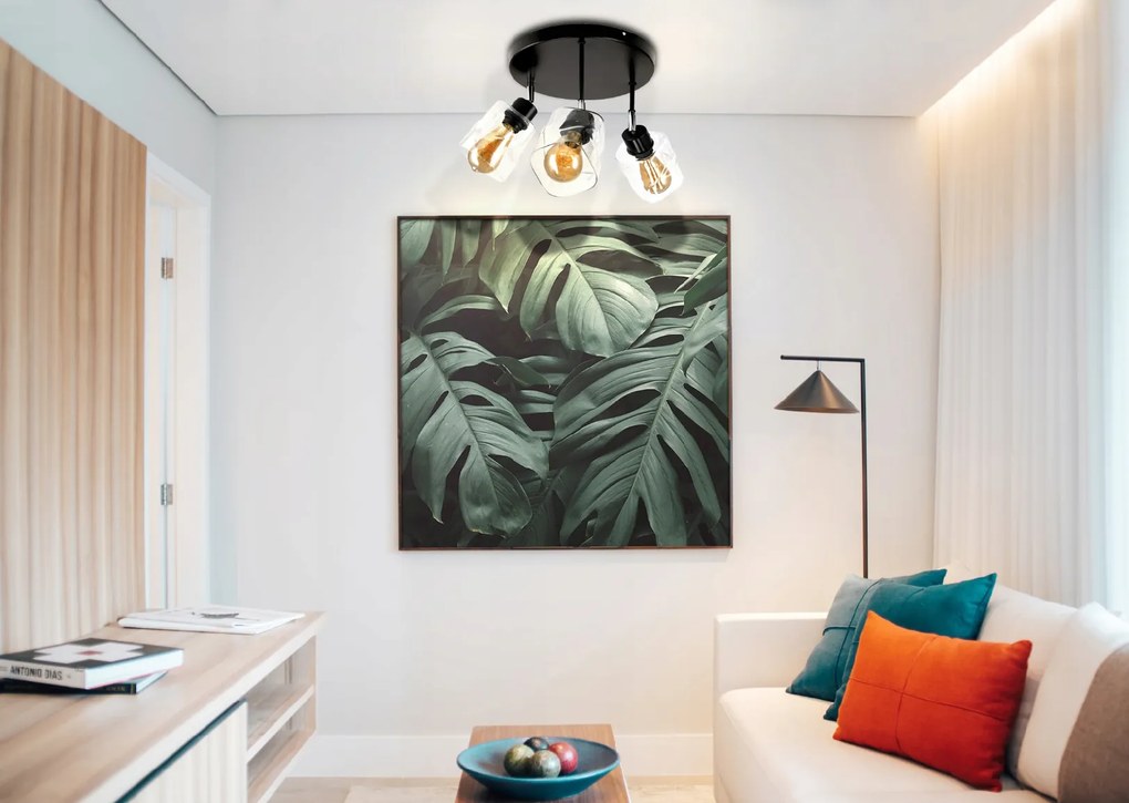 BERGE LED závesné stropné svietidlo 3xE27, rolovací, priehľadný štvorec