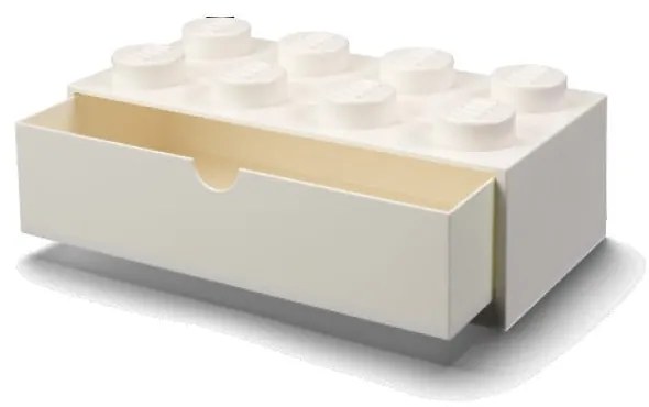 Biely stolový box so zásuvkou LEGO® Brick, 31,6 x 11,3 cm