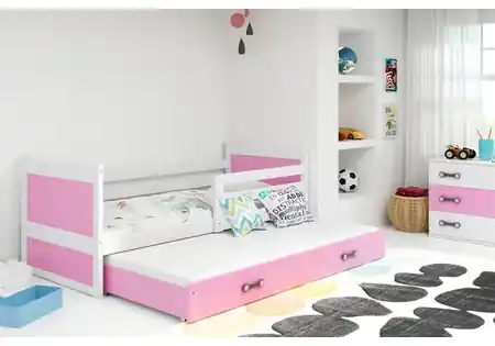 Detská posteľ s výsuvnou posteľou RICO 200x90 cm Ružová Biela | BIANO