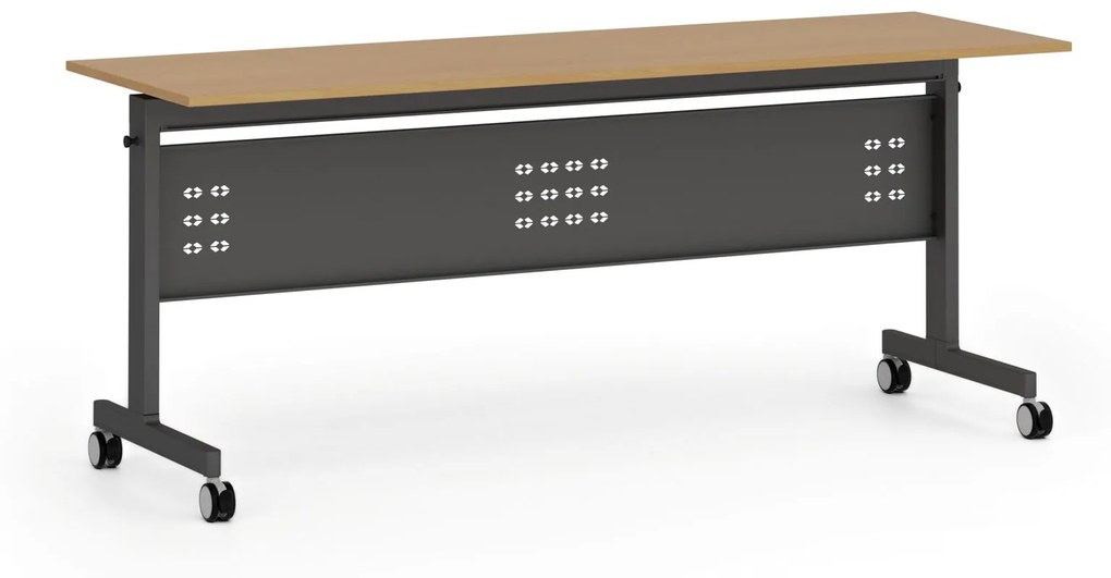Mobilný stôl PRIMO MOBI, 1800 x 600 mm, čierna podnož, buk