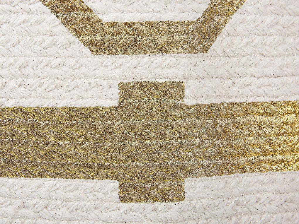 Textilný kôš v krémovej a zlatej farbe HANWELLA Beliani