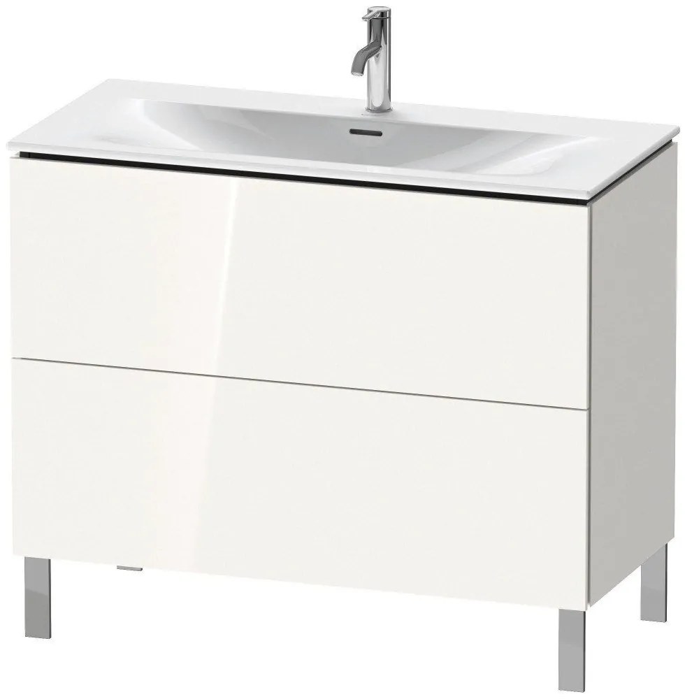 DURAVIT L-Cube stojaca skrinka pod umývadlo na nožičkách, 2 zásuvky, 1020 x 481 x 856 mm, biela vysoký lesk, LC659802222