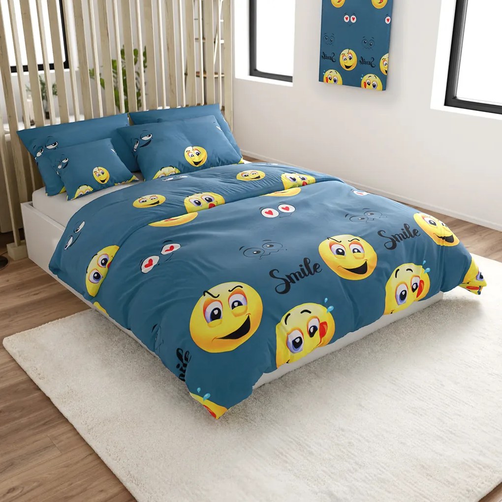 Obliečky z mikrovlákna MLSNÝ SMAJLÍK sivé Rozmer obliečky: 2 ks 70 x 90 cm | 200 x 220 cm