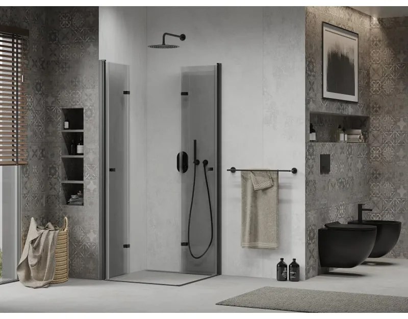 Mexen Lima Duo sprchovací kút 90 (dvere) x 90 (dvere) cm, 6mm číre sklo, čierny profil, 856-090-090-70-00-02