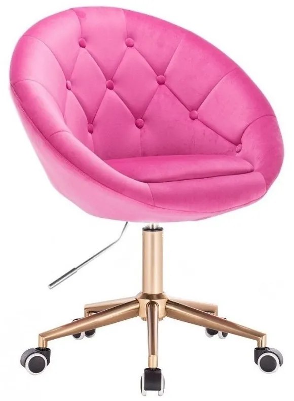 LuxuryForm DESIGN Kreslo VERA VELUR na zlatej podstave s kolieskami - ružové