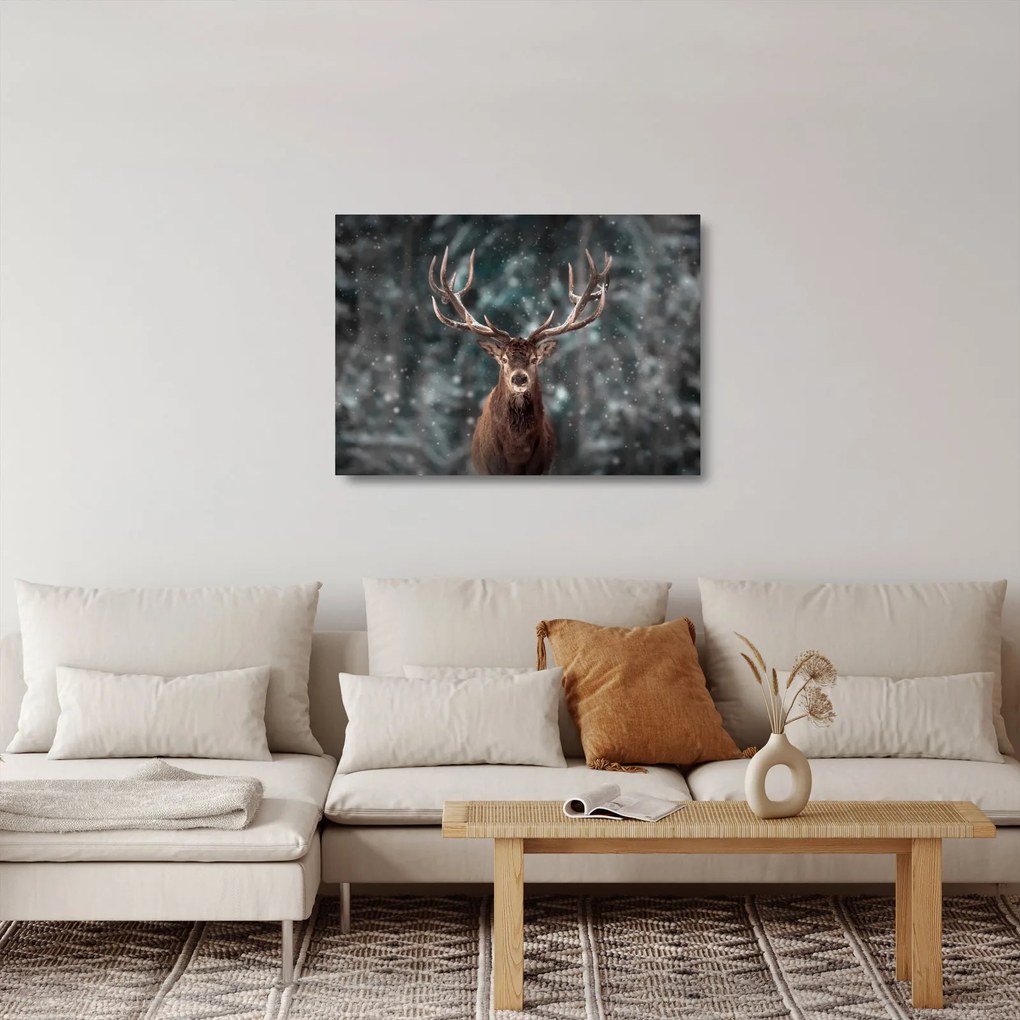 Sklenený obraz - Majestátnosť jeleňa (70x50 cm)