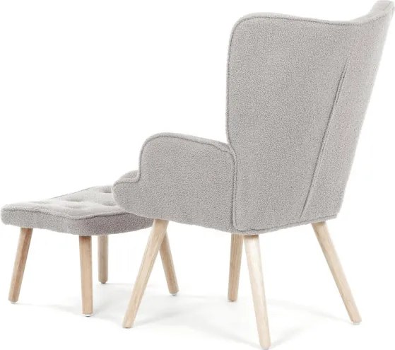 Kreslo sivé bouclé s podnožkou AK-319 GREY2