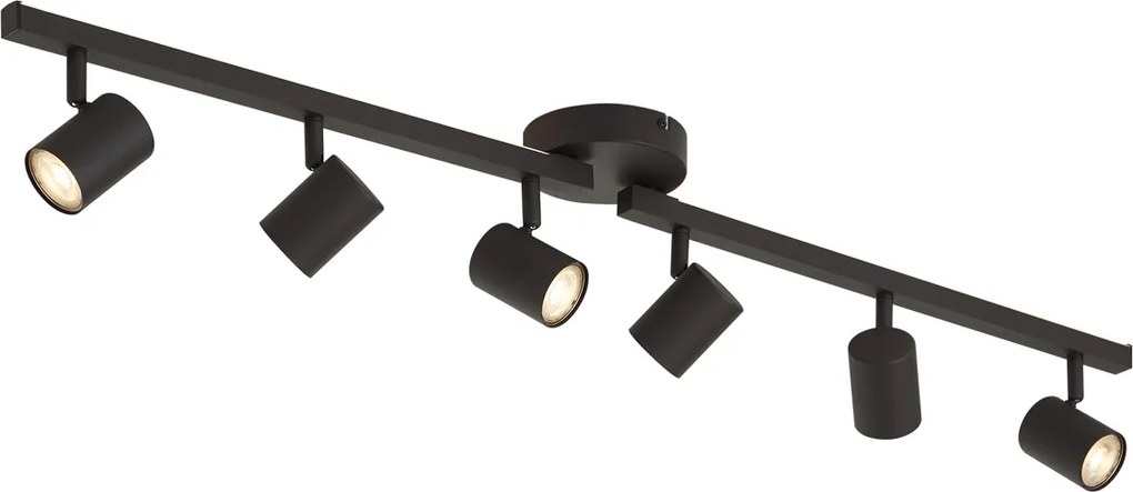 Moderné čierne 6-svetlové stropné bodové svietidlo GU10 50mm s podsvietením a 3-cestným vypínačom - Back Up