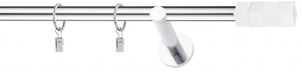 Dekorstudio Chrómová jednoradová garniža biely MAGNUM 19mm Dĺžka: 120cm, Typ uchytenia: Držiak modern, Typ príslušenstva: Bez príslušenstva