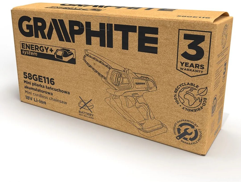 Graphite Akumulátorová ruční mini pilka GRAPHITE 58GE116 Energy+ kompletná sada vrátane batérie a adaptéra