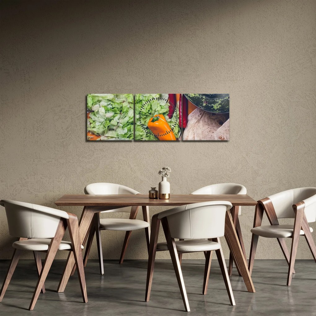 Obraz zeleniny (s hodinami) (90x30 cm)