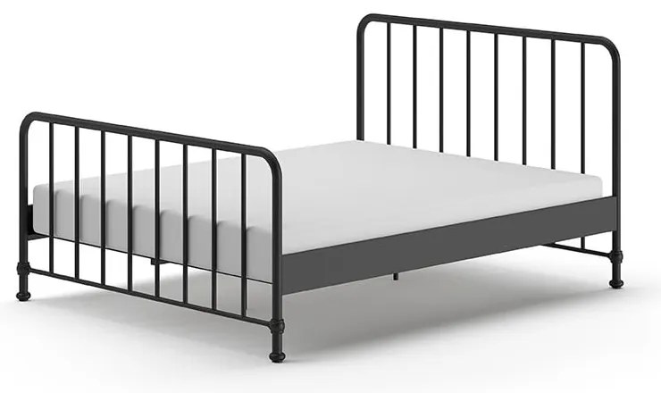Čierna kovová dvojlôžková posteľ s roštom 160x200 cm BRONXX – Vipack