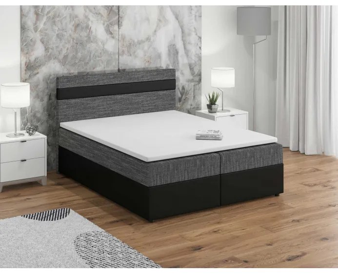 Boxspringová posteľ 160x200 SISI, šedá + čierna eko koža