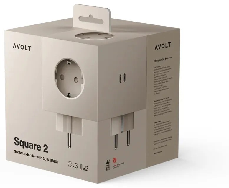 AVOLT Modulárny rozbočovač Square 2 / USB-C Nomad Sand