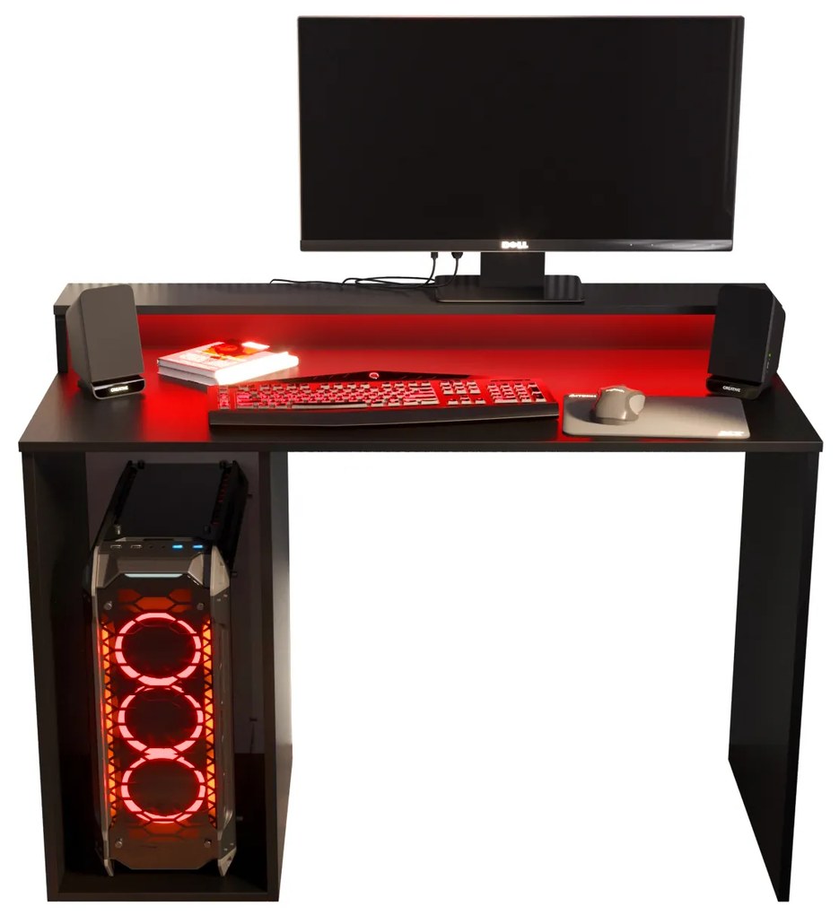 Herný PC stolík Garrick 2 (čierny) (s LED RGB osvetlením). Akcia -18%. Vlastná spoľahlivá doprava až k Vám domov. 1064135