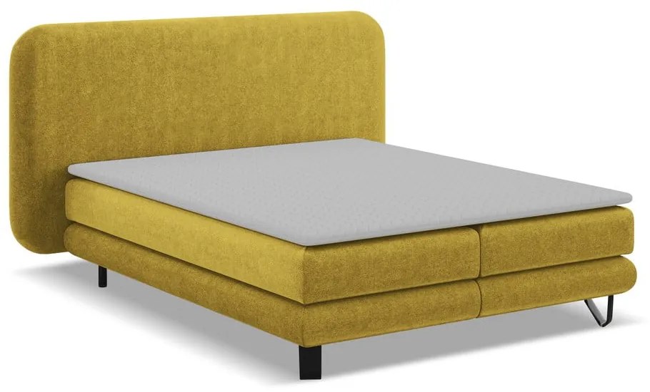 Boxspring posteľ v horčicovej farbe 180x200 cm Ilima – Makamii