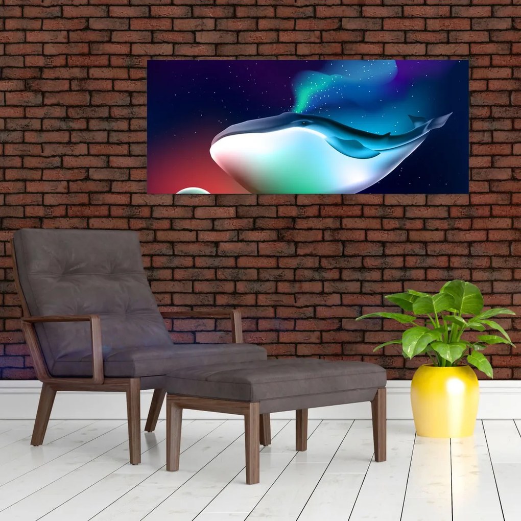 Obraz - Veľryba vo vesmíre (120x50 cm)