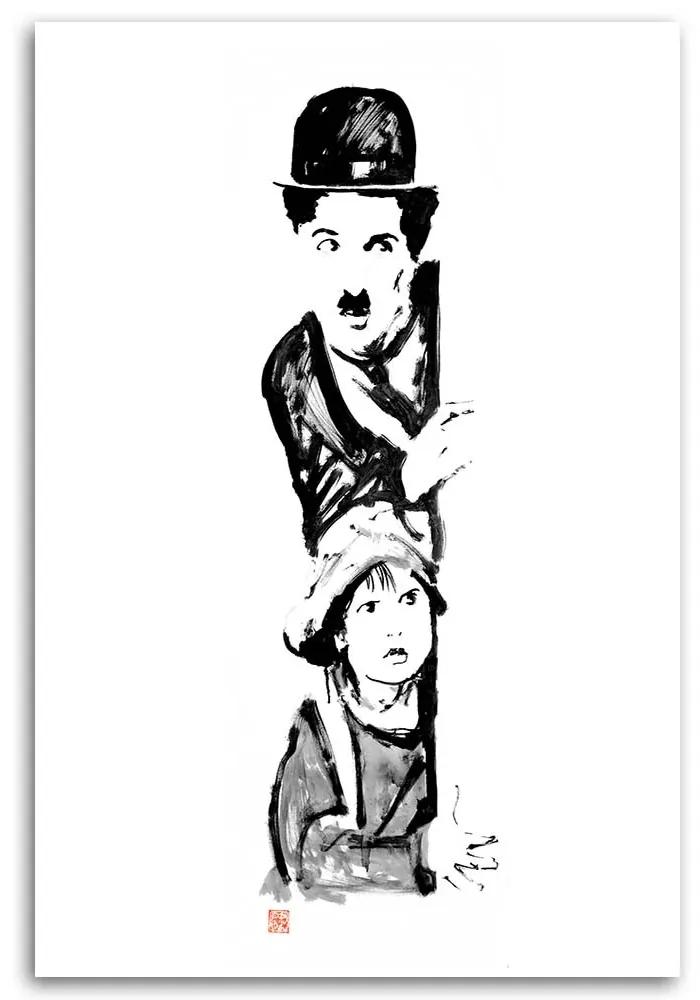 Gario Obraz na plátne Charlie Chaplin a dieťa - Péchane Rozmery: 40 x 60 cm