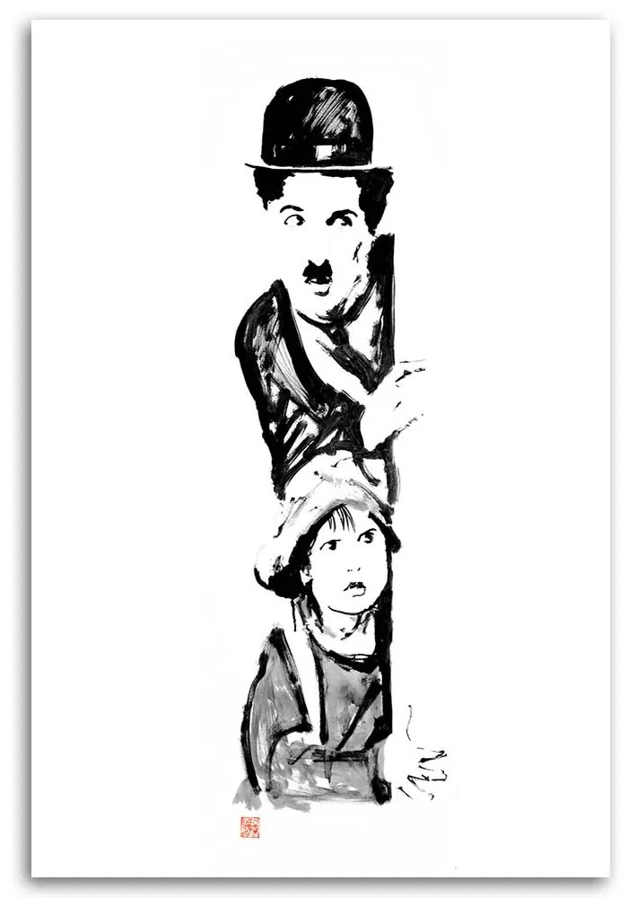 Gario Obraz na plátne Charlie Chaplin a dieťa - Péchane Rozmery: 70 x 100 cm