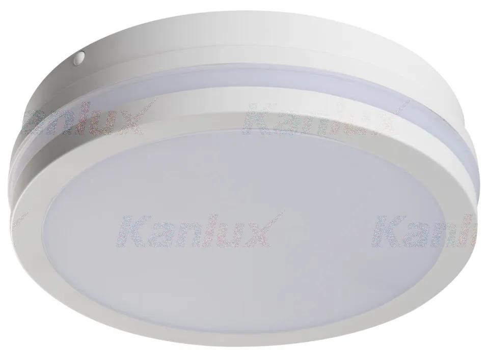 KANLUX Vonkajšie stropné svietidlo LED so senzorom DEVON, 18W, 4000K, 22cm, okrúhle, biele