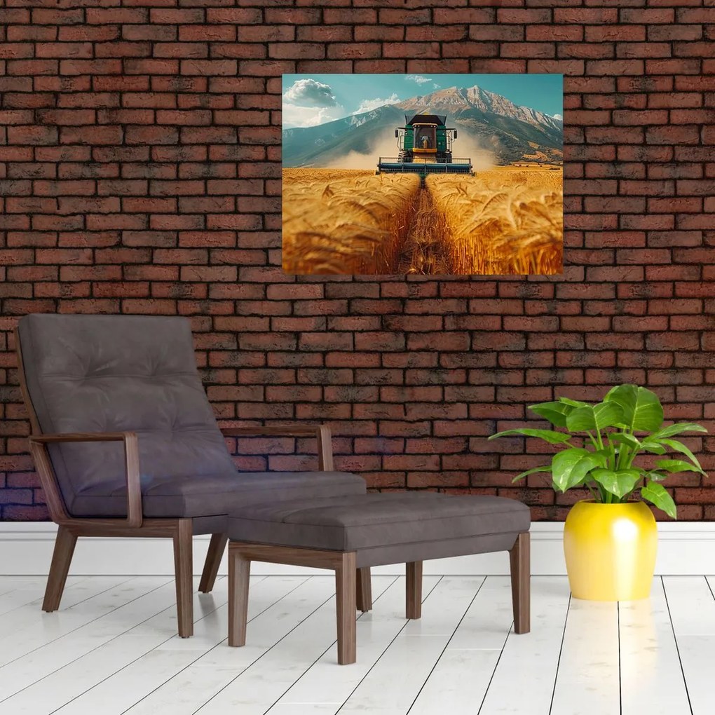 Sklenený obraz - Poľnohospodár (70x50 cm)