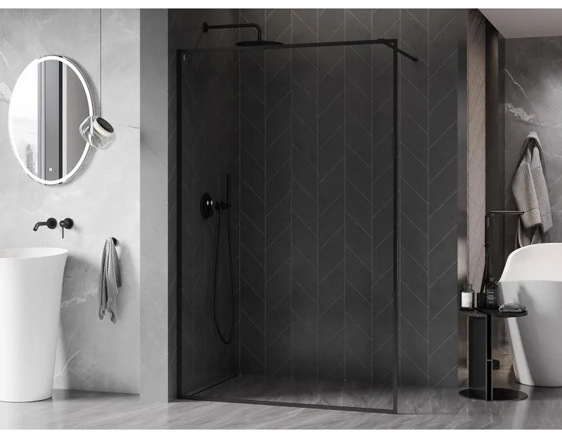 Mexen Kioto-XF, sprchová zástena s rámom 140 x 202 cm, 10mm číre sklo, čierny profil, 800-140-104-70-00-X